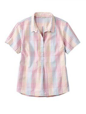 Women's LL Bean Seersucker Short Sleeve Shirt -- NWT